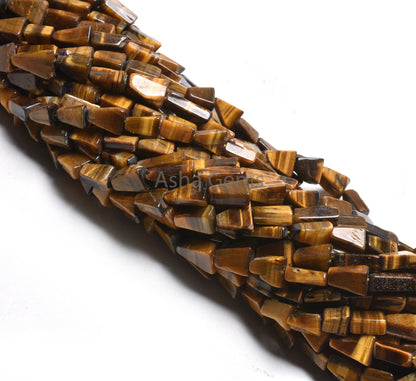 Natural Tiger Eye Smooth Triangle Shape Handmade Gemstone Beads, Shaded Brown Tiger Eye Fancy Trillion Straight Drill Beads Jewelry Makings