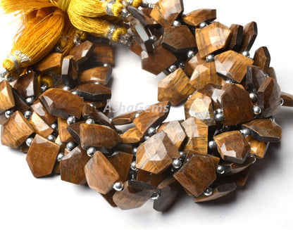 Beautiful Tiger Eye Fancy Gate Shape Gemstone Beads,8" Natural Tiger Eye faceted Briolette Side Drill  Tiger Eye Beads Jewelry Crafts SALE (AG 18677 )