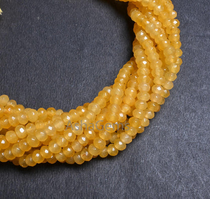 6 mm Fine Yellow Jade Quartz faceted Rondelle Shape Beads, Beautiful Pastel Yellow Jade machine cut Gemstone Beads Jewelry Making Craft SALE