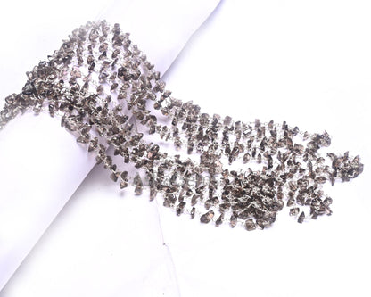 Beautiful Natural Smoky Uncut Chip Beads Rosary Chain By feet, Silver Plated Wire Wrap Quartz tiny nugget bead Handmade Gemstone Chain Craft