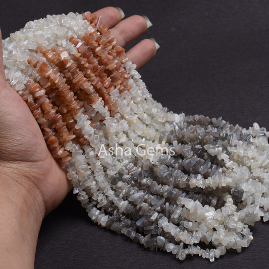 Fine Quality Multi Moonstone Uncut Chips Beads,34"Strand Moonstone Smooth Raw Rough Beads Multi Color Moonstone Gemstone Uncut Chip Jewelry