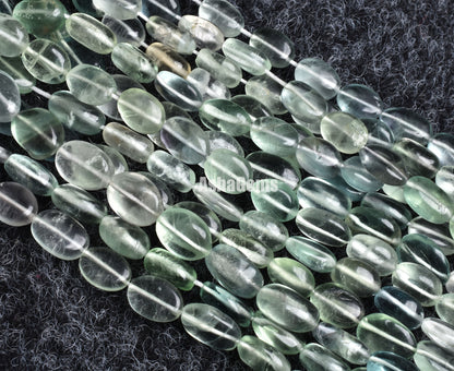Beautiful Shaded Green Blue Fluorite Smooth Beads, Natural Fluorite Plain Oval Nugget Handmade Beads, Gemstone Fluorite Beads Jewelry Crafts
