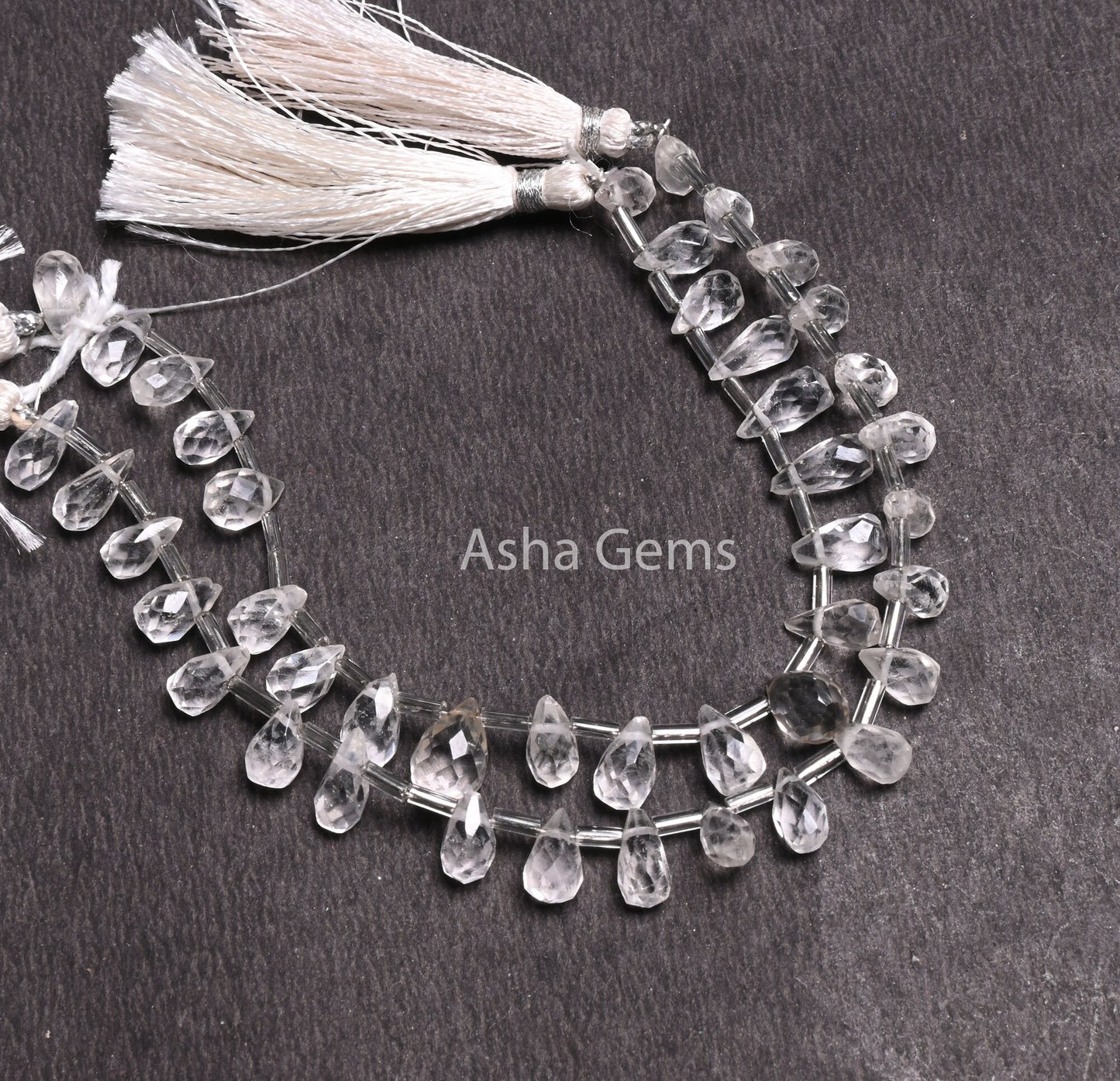 Crystal Quartz Indian Hand Cut Faceted Drop Shape Side Drill Beads, Natural White Crystal Teardrop Handmade Bead, Crystal Beads Jewelry SALE