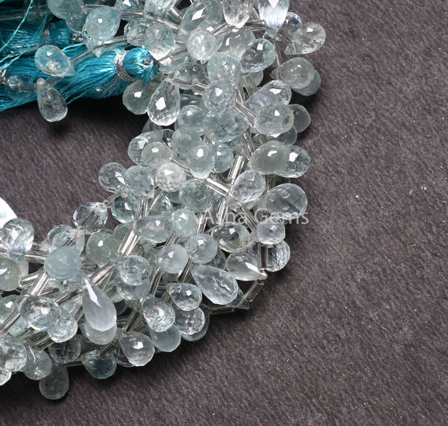 Natural Blue Aquamarine Faceted Drops Gemstone Beads, Aquamarine Teardrop Briolette Side Drill Beads, Aquamarine Beads Jewelry making Crafts