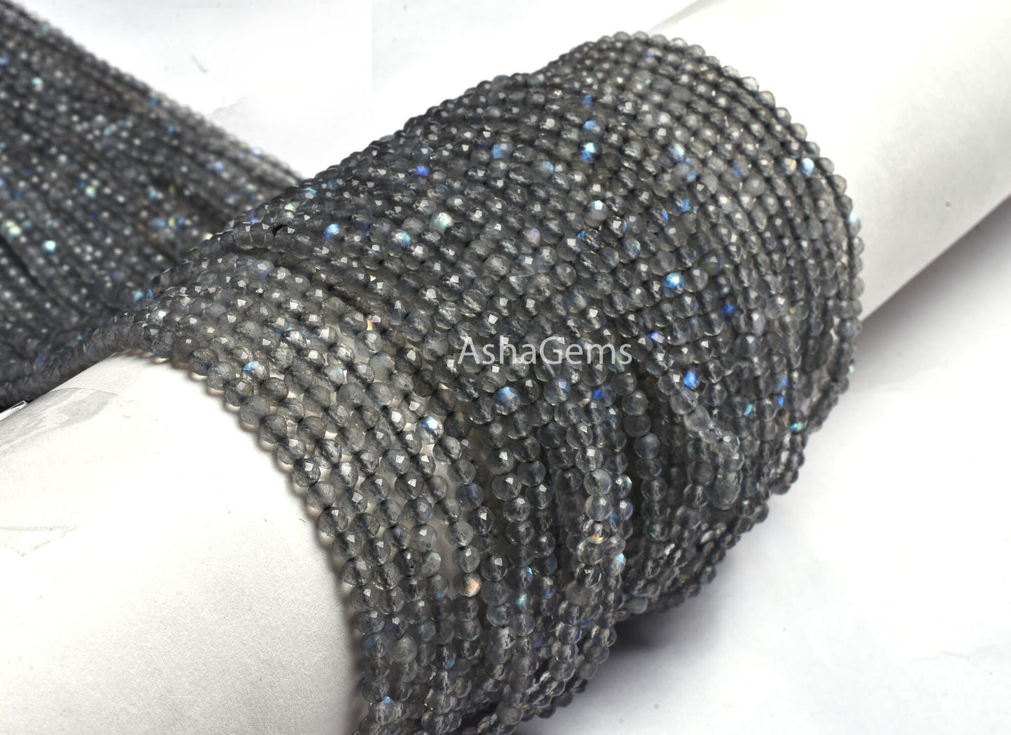 3 mm Labradorite Faceted Gemstone Beads, AAA Natural Blue Fire labradorite Rondelle Machine Cut Beads ,Black Rainbow Micro cut Beads Jewelry