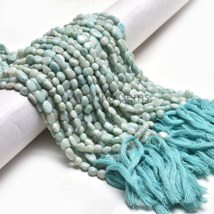 Beautiful Blue Amazonite Smooth Tiny Nugget Shape Beads,13"Natural Amazonite Handmade Plain Nugget Straight Drill Gemstone Bead Jewelry SALE