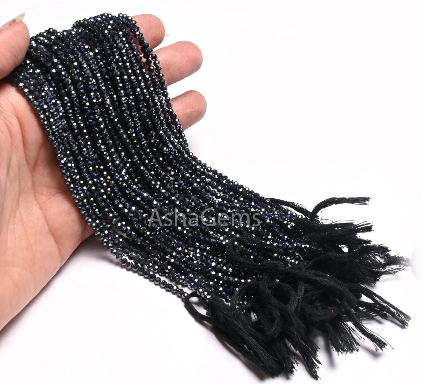 AAA Natural Spinel Silver Coated machine Cut Faceted Rondelle Gemstone Beads,3 mm Coated Black Spinel Micro Cut Bead Jewelry making Crafts