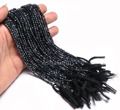 AAA Natural Spinel Silver Coated machine Cut Faceted Rondelle Gemstone Beads,3 mm Coated Black Spinel Micro Cut Bead Jewelry making Crafts