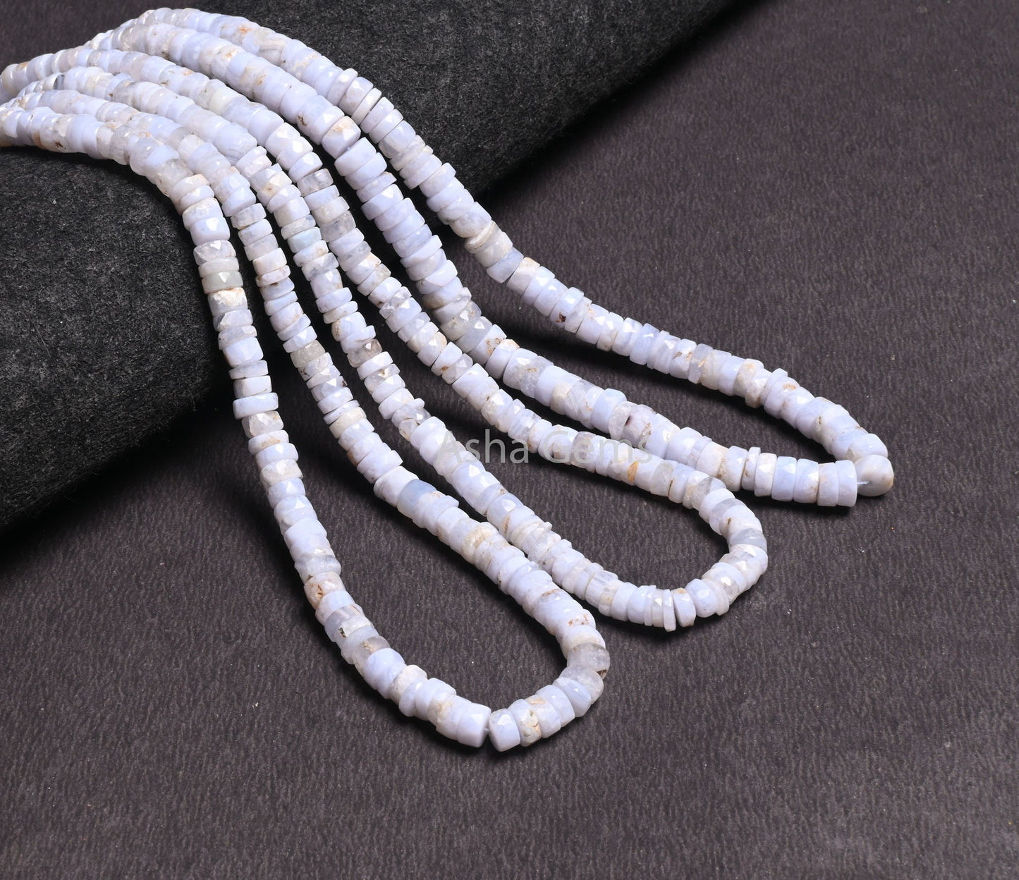 Natural Blue lace Agate Faceted Tyre Gemstone Loose Beads,16" Strand Blue Lace Agate Indian Cut Flat Wheel Shape Beads Jewelry Making Crafts