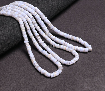 Natural Blue lace Agate Faceted Tyre Gemstone Loose Beads,16" Strand Blue Lace Agate Indian Cut Flat Wheel Shape Beads Jewelry Making Crafts