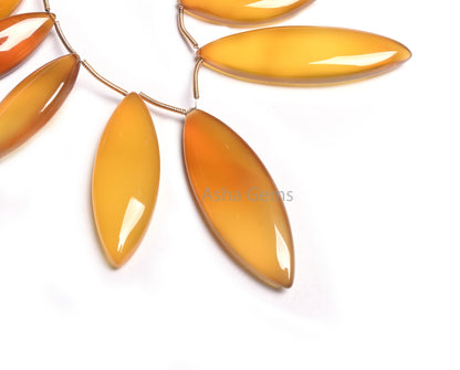Shaded Yellow Chalcedony Fancy Marquise Shape Beads, AAA Chalcedony Smooth Handmade Marquise Side Drill Chalcedony Beads Jewelry Making SALE