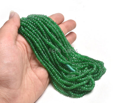 Beautiful Green Quartz Smooth Tiny Rondelle Shape Beads, Natural Quartz Plain Handmade Gemstone Beads, Fine Green Quartz Bead Jewelry Making