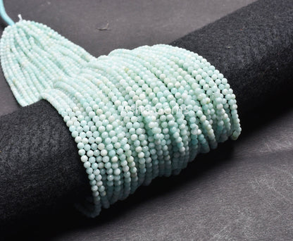 3.6 mm Natural Amazonite Micro Cut Round Gemstone Beads, Fine Blue Amazonite Machine Cut Round Ball Bead, Amazonite Bead Jewelry Crafts SALE
