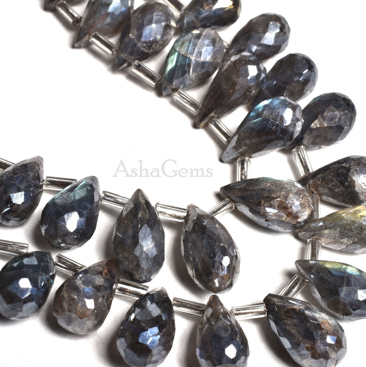 Amazing Labradorite Silver Coated Faceted Drop Shape Beads, Mystic Coated Black Rainbow Teardrop Beads Flashy Labororite Drops Beads Jewelry