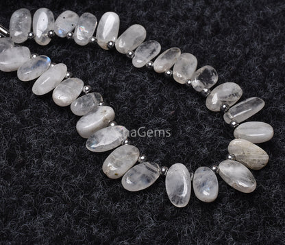 Natural Rainbow Moonstone Smooth Gemstone Beads, Beautiful Uneven Oval Shape Beads Side Drill Oval Beads Blue Fire Rainbow Bead Jewelry SALE