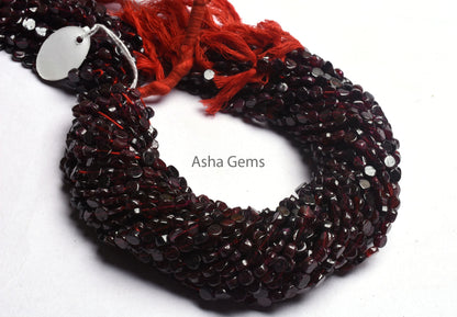 Natural Red Garnet Smooth Coin Beads, 6 mm Uneven Coin Shape Handmade Gemstone Beads, Garnet Straight Drill Flat Coin Beads For Jewelry SALE (AG 10835)