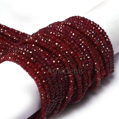Beautiful Red Ruby Faceted Rondelle Shape Beads, Ruby Corundum Beads,3,3.5mm Ruby faceted Indian Cut Gemstone bead For Necklace Jewelry SALE