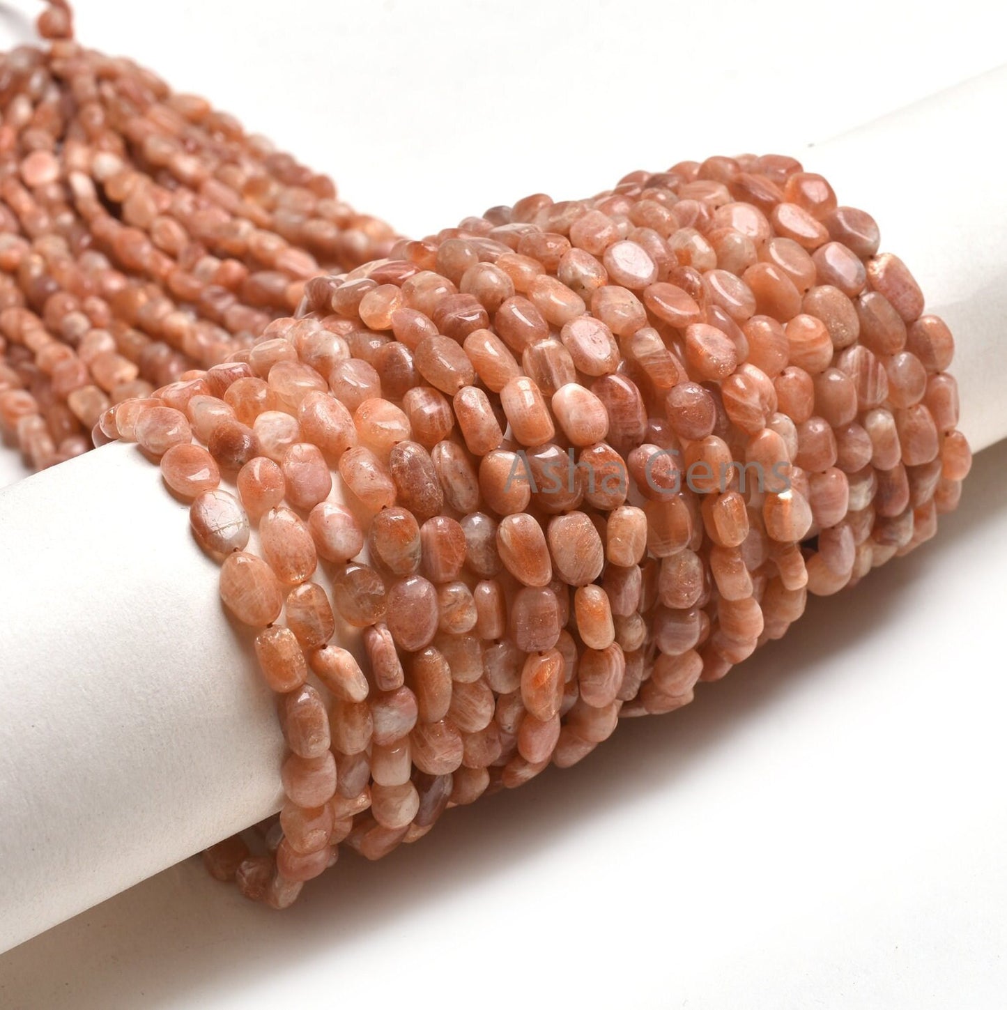 Natural Sunstone Smooth Nugget Gemstone Beads,13" Strand Red Sunstone Plain Handmade Uneven Oval Nugget Beads, Sunstone Bead Jewelry Crafts