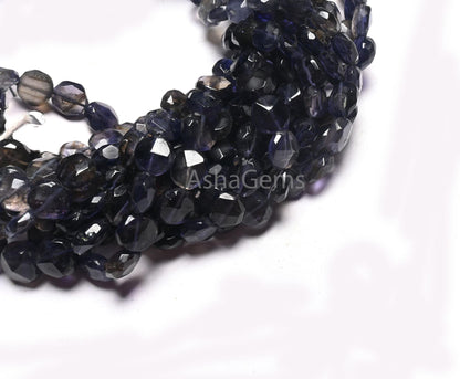 Fine Shaded Blue Iolite Faceted Coin Shape Gemstone Beads, Natural Iolite Handmade Coin Indian Cut Iolite Bead For Jewelry Making Craft SALE