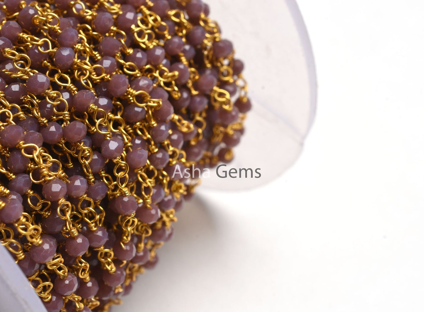 Dark Lavender Hydro Gold Plated Faceted Rondelle Beaded Rosary Chain,Bulk Roll Wire,Jewelry Making Finding,Rosary Chain 3-3.5mm,Beaded Chain