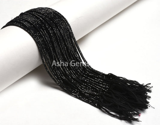 AAA+ Quality Black Spinal Micro faceted Machine Cut Flat Rondelle Beads,2.2x1.1 mm Natural Black Spinel Diamond Cut Beads, Spinel Beads SALE