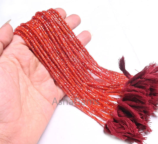13.5"Strand Fine Quality Orange Zircon faceted Tiny rondelle Shape beads,2.5mm Orange Cubic Zircon Micro Machine Cut Bead Jewelry Craft SALE