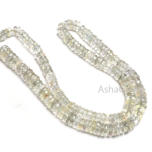 Natural Blue Aquamarine Heishi Tyre Faceted Beads,5.5-8 mm Aquamarine Center Drill Flat Wheel Shape Gemstone Beads, Aquamarine Beads Jewelry