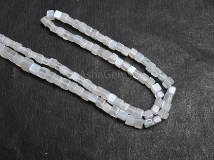 Fine Quality White Moonstone smooth 3D Cube Box Beads,Natural White Moonstone Cube Shape Handmade Moonstone Gemstone Bead Jewelry Craft SALE