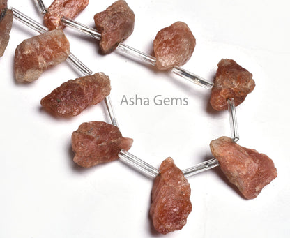 Beautiful Sunstone raw Rough Gemstone Beads, Natural Sunstone Uneven Slice Side Drill Beads Healing Crystal, Raw Mine Beads Jewelry makings
