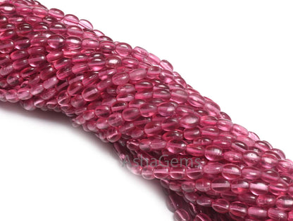 5.5-7.5mm Beautiful Pink Hydro Smooth Oval Shape Handmade Beads,13" AAA Pink Rubellite Color Hydro Plain Oval Bead Jewelry making Craft SALE