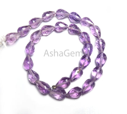 5-8 mm AAA Pink Amethyst Faceted Drop Shape Gemstone Beads, Fine Amethyst Indian Machine Cut Teardrop Briolette Straight Drill Beads Jewelry