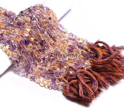 Beautiful Ametrine Smooth Nugget Shape Gemstone Loose Beads,5-9mm Natural Ametrine Plain Handmade Tiny Pebble Nugget Bead Jewelry Craft SALE
