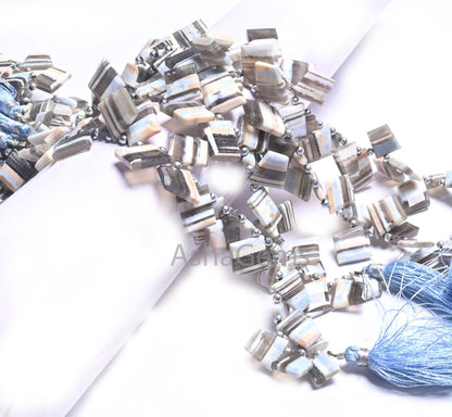 Beautiful Blue Boulder Opal Fancy Flat Nugget Gemstone Beads, Fine Opal faceted Uneven Shape Flat Table Polish Slice Side Drill Bead Jewelry (AG   18675)