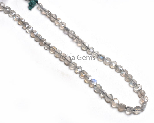 Fine Quality Labradorite Faceted Coin Shape Beads,5 mm,Natural Multi Blue Fire Labradorite Machine Cut Gemstone Beads Flshy Fire Labradorite