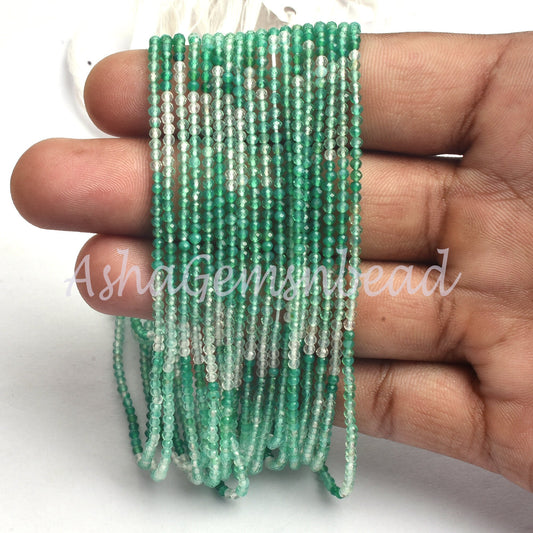 Natural Green Onyx Shaded Faceted Rondelle Shape Beads, 2 mm, Beautiful Green Onyx Micro Cut Beads, Onyx Machine Cut Beads, Jewelry Crfats