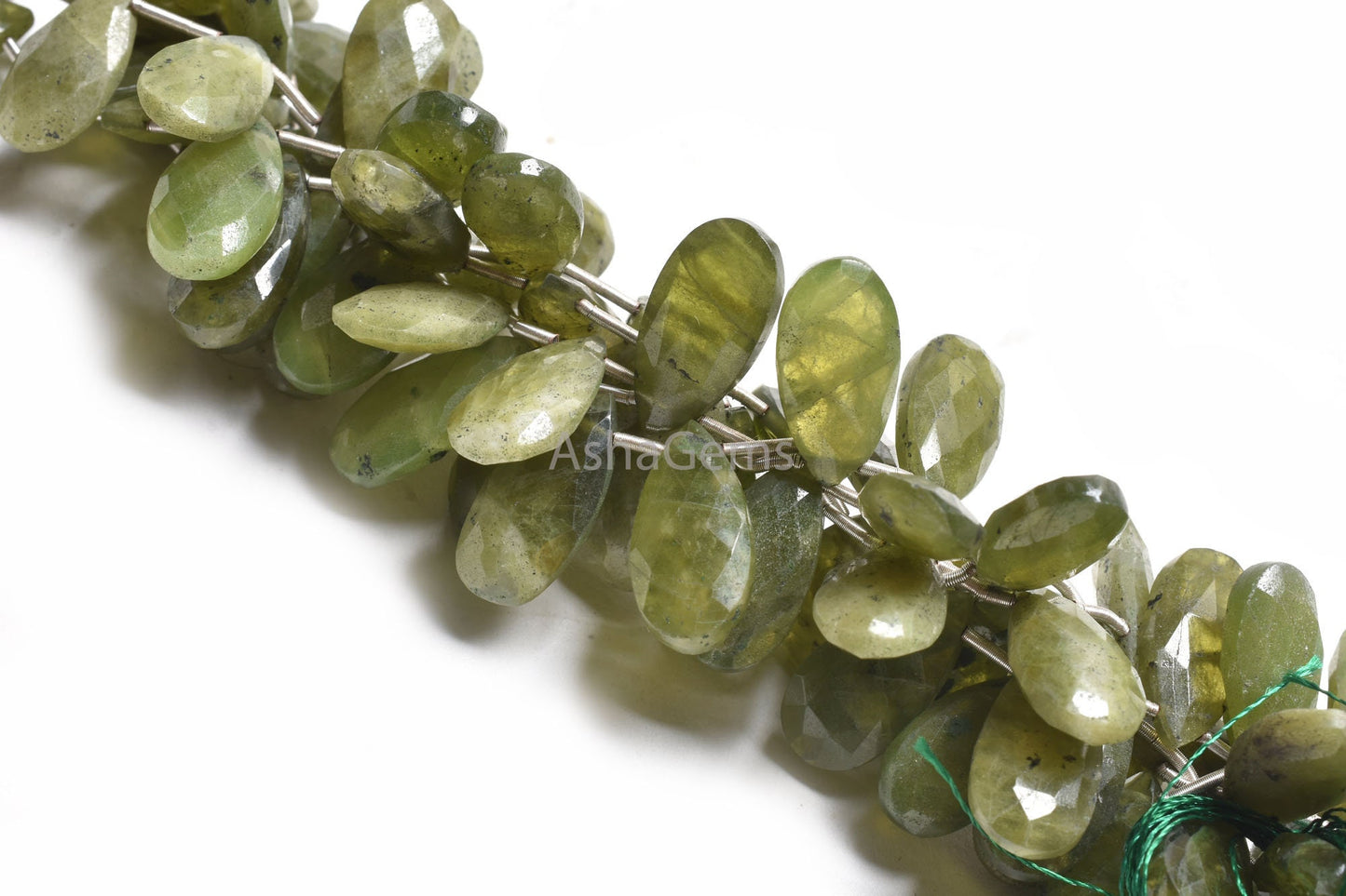 Natural Green Vessonite Fancy Long Pears Beads,9-18 mm Vessonite Faceted Teardrop Side Drill Gemstone Beads Vesuvianite Beads Jewelry Making