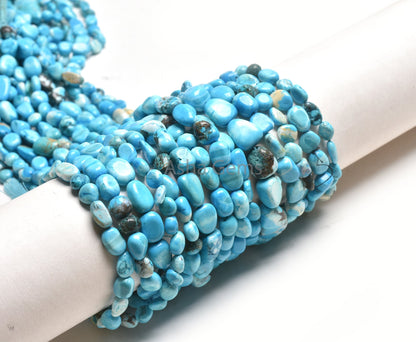 Beautiful Turquoise Howlite Smooth Nugget Gemstone Beads Sky Blue Turquoise Howlite Plain Uneven Nugget Straight Drill Handmade Bead Jewelry