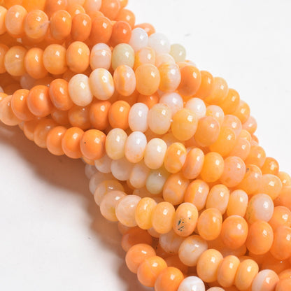 AAA Quality Opal Smooth Rondelle Beads,16" Fire Opal Color beads, Carrot Orange Shaded opal Plain Gemstone Loose bead Necklace Jewelry Craft