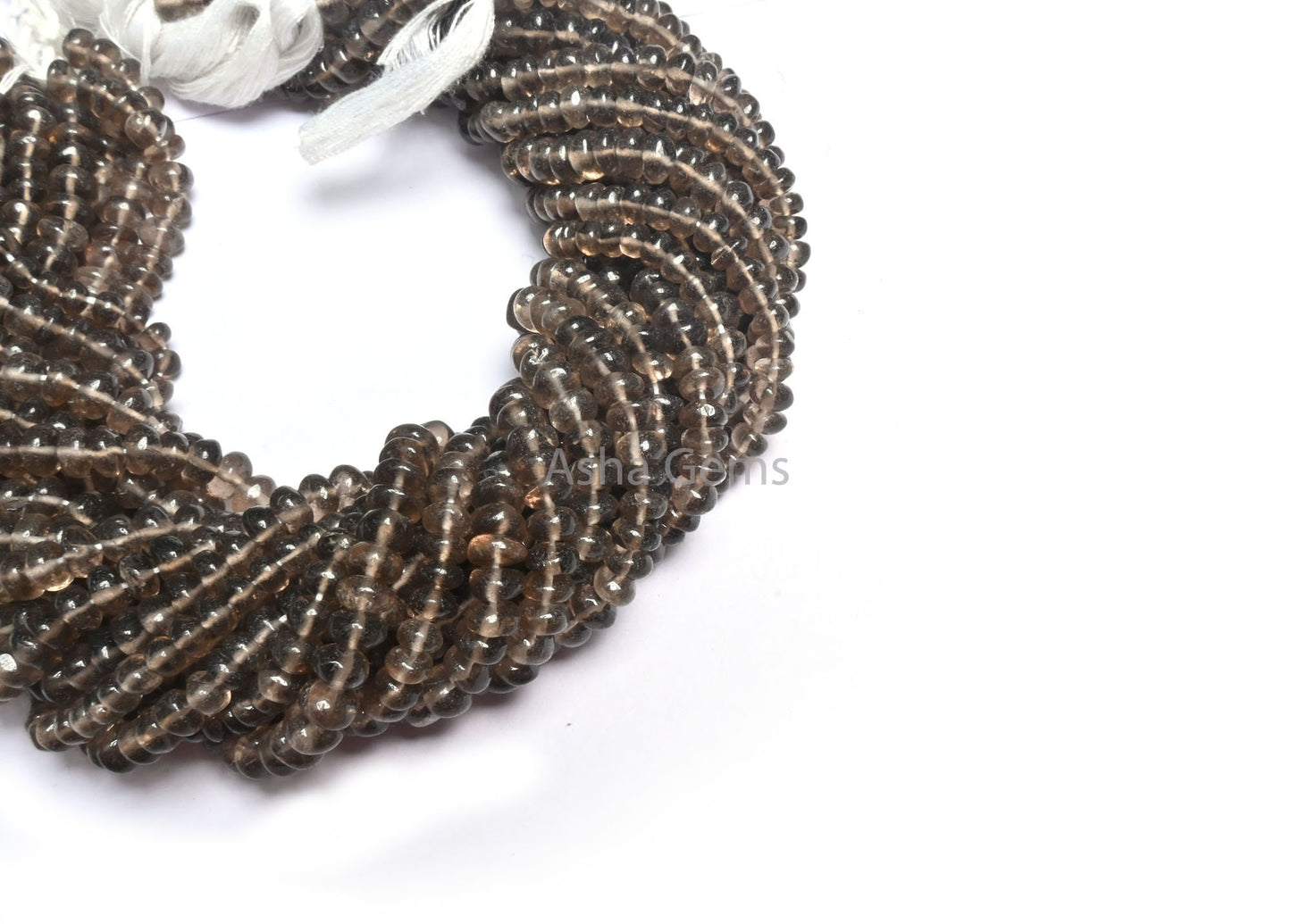 Natural Smoky Quartz Smooth Rondelle Shape Gemstone Beads,12" Strand smoky Plain Handmade Bead, Fine Smoky Beads Jewelry making Handicrafts