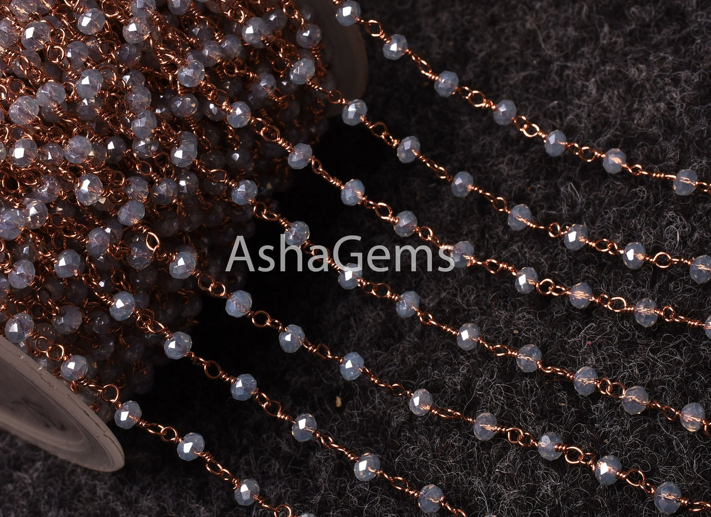 Beautiful Rainbow Moonstone Hydro Silver Coated Faceted Beads Rosary Chain By Feet,3mm Copper Plated Wire Wrap Bulk Chain For Jewelry Making