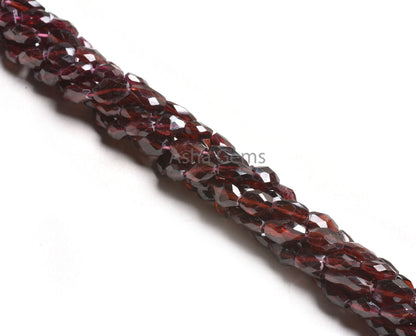 14" Strand Garnet Faceted Oval Straight Drill Beads, Natural Red Garnet Indian Hand Cut Oval Gemstone Bead, Garnet Beads Jewelry Crafts SALE
