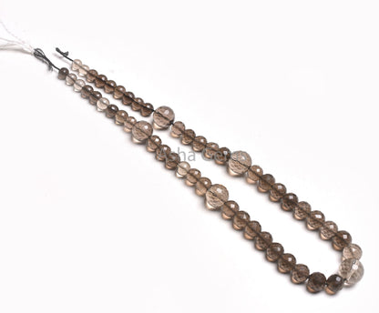 Beautiful Smoky Quartz Micro Faceted Round Gemstone Beads,14"Strand AAA Smoky Beads, Natural Smoky Machine Cut Round Shape Bead Jewelry SALE