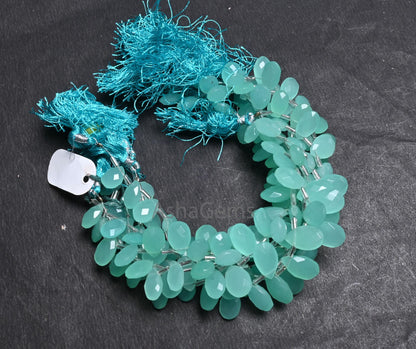 Beautiful Sea Green Chalcedony Color Hydro faceted Pears Beads, AAA Quality Green Hydro Teardrop Checker Cut Briolette Beads Jewelry Makings