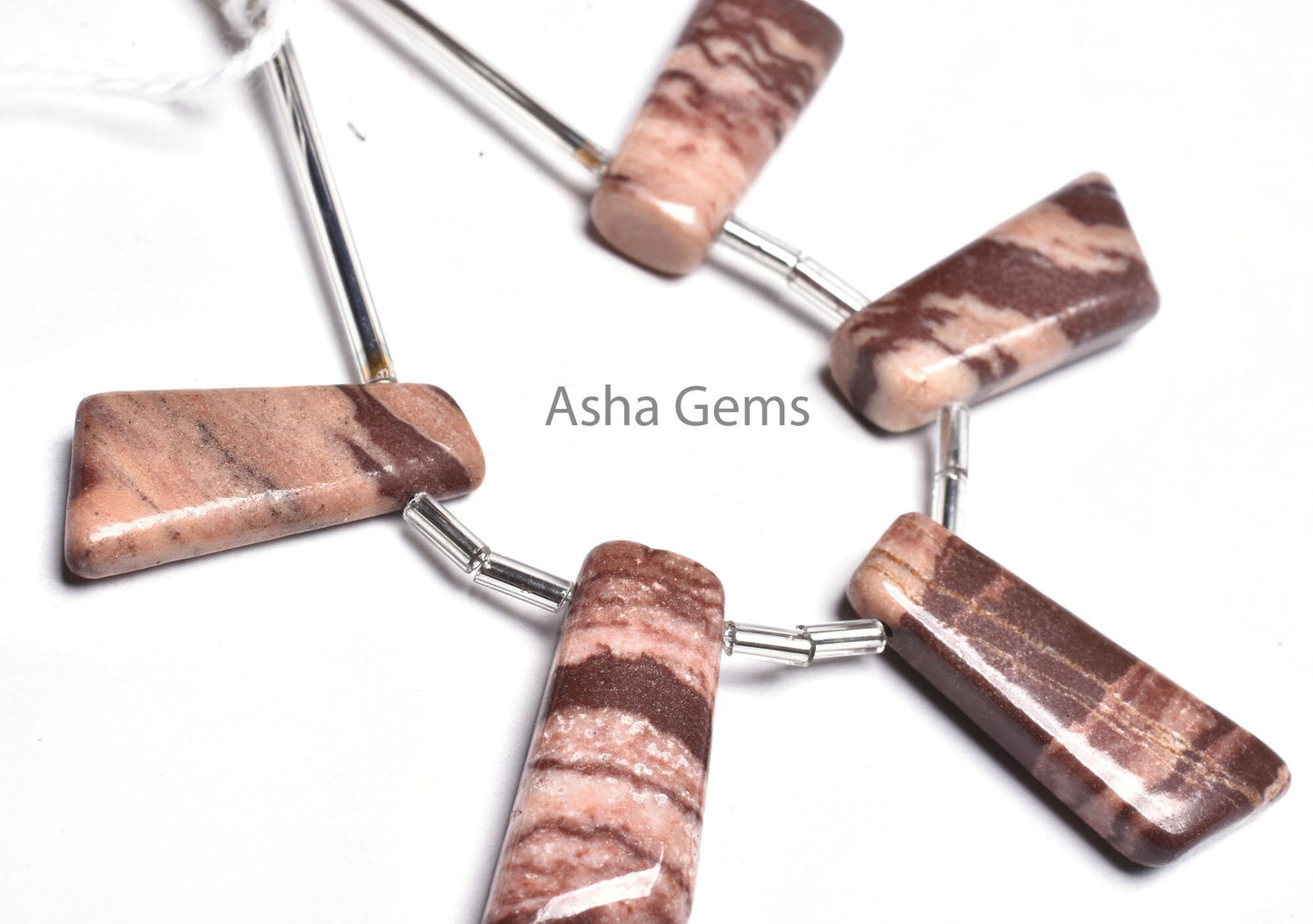 Natural Brown Jasper Fancy 7 Shape Uneven Smooth Beads, Picture Jasper Smooth Handmade Side Drill Fancy Long Slice Gemstone Beads Handicraft