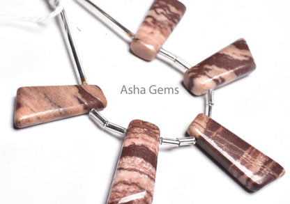 Natural Brown Jasper Fancy 7 Shape Uneven Smooth Beads, Picture Jasper Smooth Handmade Side Drill Fancy Long Slice Gemstone Beads Handicraft