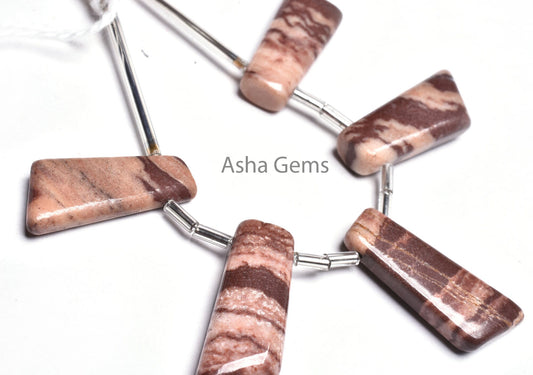 Natural Brown Jasper Fancy 7 Shape Uneven Smooth Beads, Picture Jasper Smooth Handmade Side Drill Fancy Long Slice Gemstone Beads Handicraft