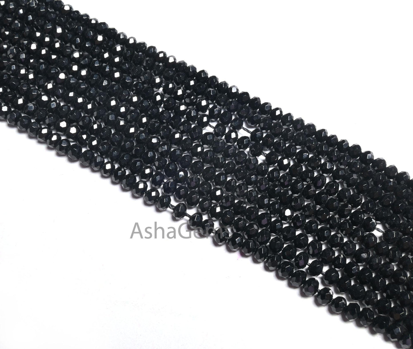 4 mm Beautiful Black Jade Quartz faceted Rondelle Shape Beads,14" AAA Coal Black Jade Quartz machine cut Gemstone Beads Jewelry Crafts SALE