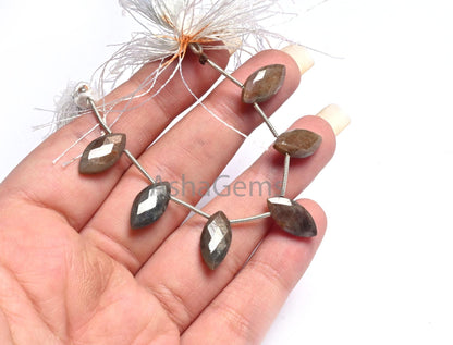 Moonstone Coated Fancy Marquise Shape Faceted Briolette Gemstone Beads,8-16 mm Shaded Brown Moonstone Coated Side Drill Beads Jewelry Crafts (AG 18604 )