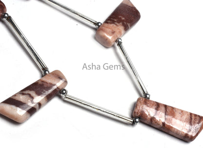 Natural Jasper Smooth Fancy Long Slice Gemstone Side Drill Beads, Picture Jasper Handmade Uneven 7 Shape Side Drill Bead Jewelry Making SALE