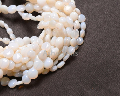Natural Opal Smooth Coin Shape Gemstone Beads,16"Strand Fine White Opal Fancy Puff coin Handmade Straight Drill Opal Bead Jewelry Craft SALE